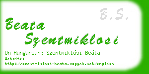 beata szentmiklosi business card